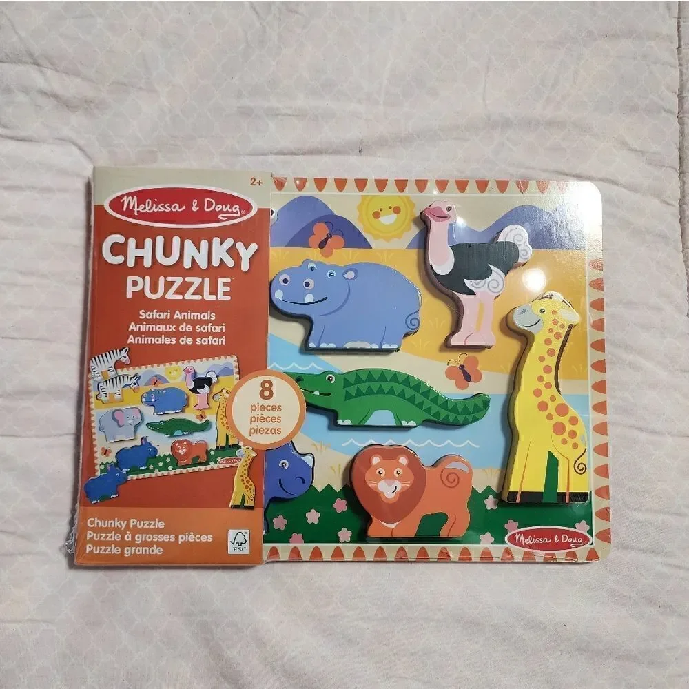 New Melissa & Doug Safari Wooden Chunky Puzzle